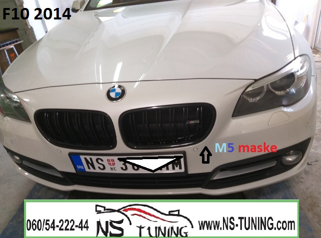 bmw serija 5 f10 restayl prednja maska gril m5 crna sjaj ugradnja novi sad tuning